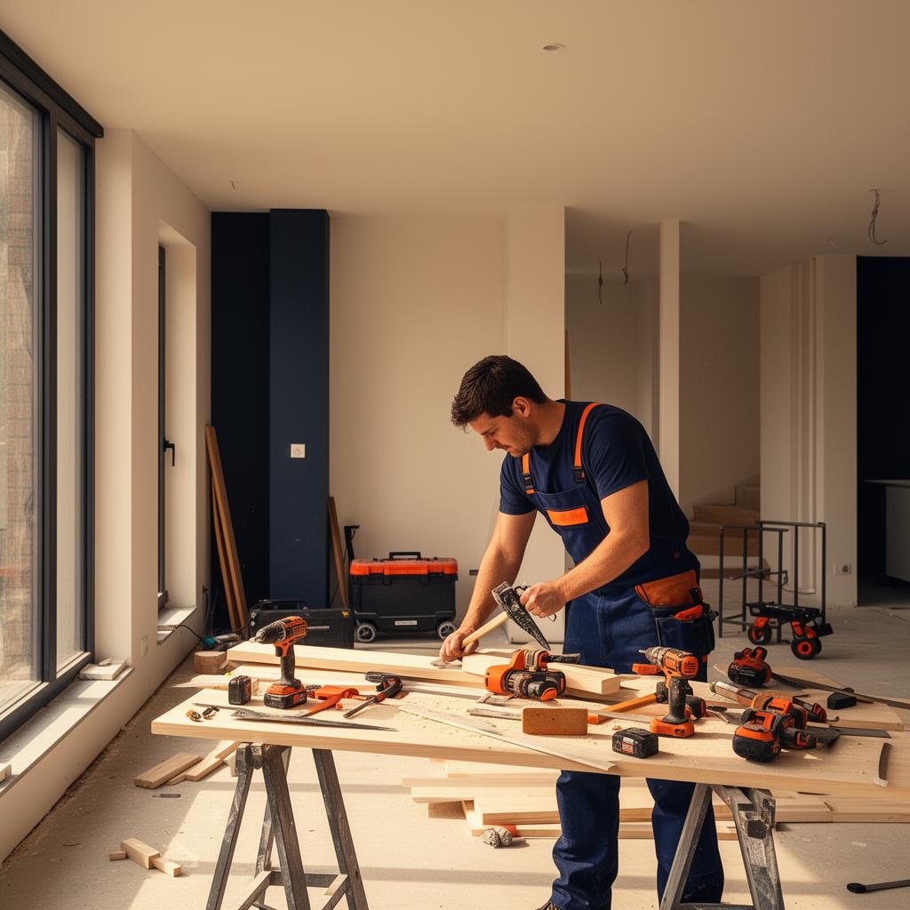 Vakman van Vesta Onderhoudsbedrijf aan het werk tijdens een renovatie